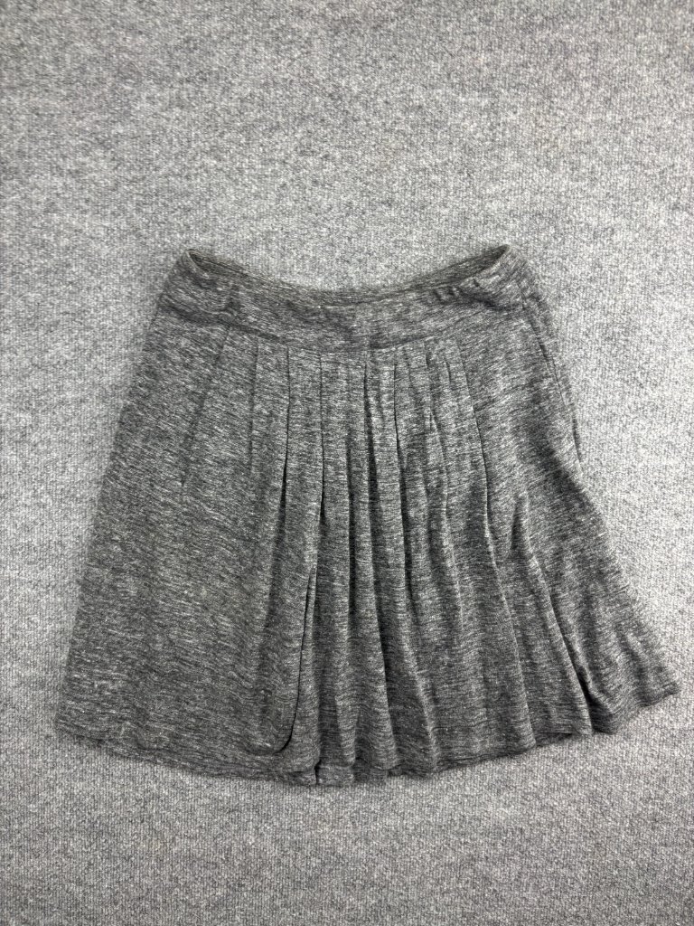 Eileen Fisher 100% Linen Skirt Women's Xs Pleated Pull On Heathered Gray